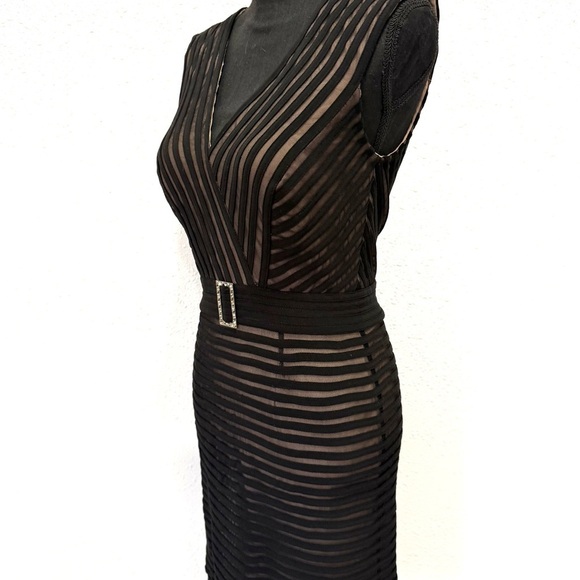 JS Collections polyester & spandex Black and Cream Striped Mini Dress 4 - Picture 15 of 15